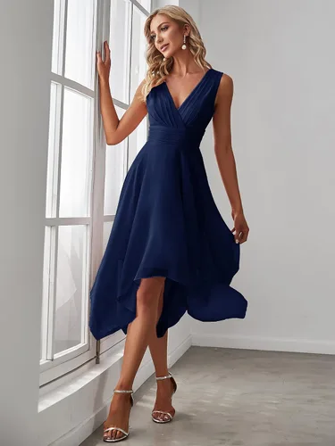 Vista 3 de Ever-Pretty Women V Neck Ruched Irregular Hem A Line Chiffon Short Cocktail Dress 03142-US