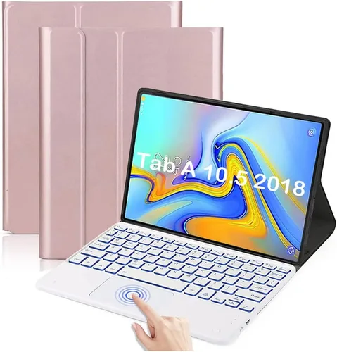 Vista 8 de Funda con teclado táctil retroiluminado para Galaxy Tab A 10.5 (SM-T590 / T595 / T597), teclado Bluetooth desmontable magnéticamente con cubierta