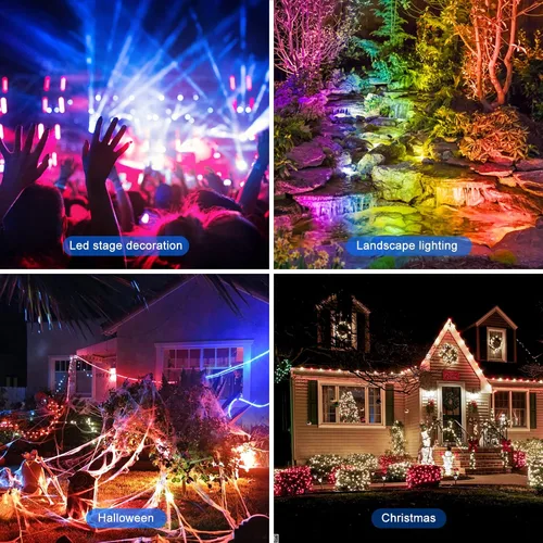 Vista 4 de Luz de inundación LED RGB para exteriores, 50 W, reflectores que cambian de color, focos de iluminación de paisaje, impermeable, luz de paisaje