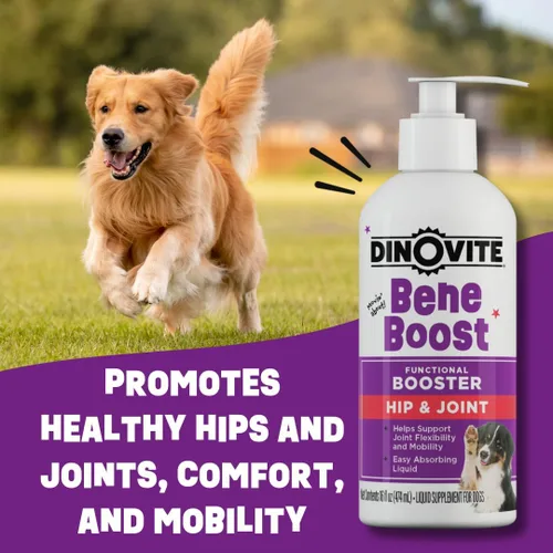 Vista 6 de Dinovite BeneBoost - Cubrealimentos para cadera y articulaciones para perros, sabor a tocino, 6 onzas Glucosamine, Chondroitin, MSM & Hyaluronic