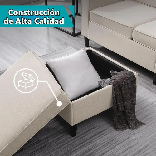 Vista 5 de BALUS Juego de sofás de sala de estar de 78 pulgadas, sofá de 3 plazas con bolsillo lateral y juego de muebles otomanos de almacenamiento, sofá