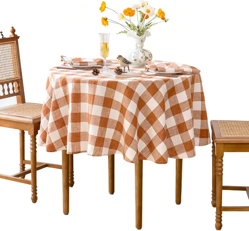 Vista 12 de Linen World - Mantel de lino de otoño de 90 x 60 pulgadas, mantel rectangular lavable de lino francés para comedor, al aire libre, bodas