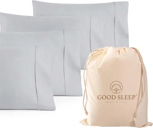 Vista 8 de Juego de 2 fundas de almohada Queen estándar, 100% algodón egipcio, ideales para el cuidado del cabello y la piel, fundas de almohada de tejido
