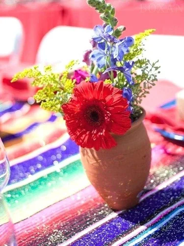 Vista 5 de BOXAN Camino de mesa de serape mexicano para decoración de boda, picnic al aire libre, mesa de comedor, manta de algodón con flecos, caminos de mesa