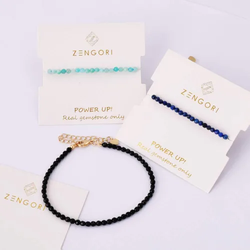 Vista 5 de Pulsera de cuentas facetadas de piedra natural auténtica de 0.118in, ajustable, hecha a mano