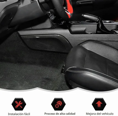 Vista 6 de RT-TCZ Cubierta de fibra de carbono para consola central, panel de palanca de cambios lateral, accesorios interiores, decoración para Ford Mustang