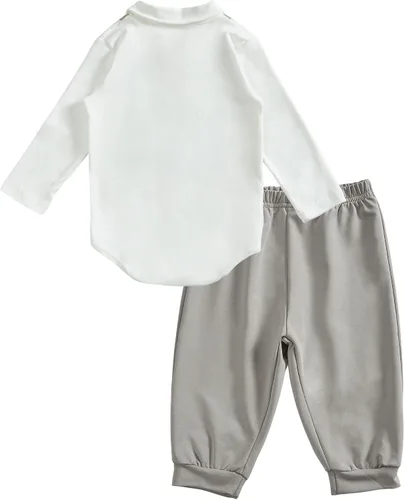Vista 3 de Conjunto de ropa de manga larga con cierre a presión para bebé con texto en inglés I'm New Here, conjunto de ropa para otoño e invierno