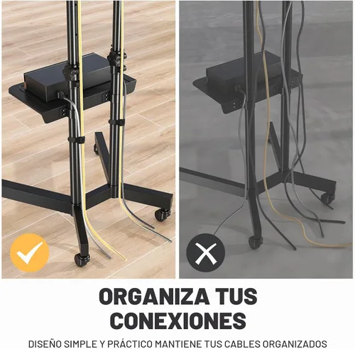 Vista 7 de Mobile TV Stand with Upgraded Wheels for 32-75 Inch TVs up to 88 lbs