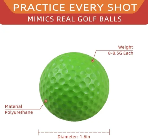 Vista 2 de Scott Edward Pelotas de golf de esponja de práctica de espuma con clip de pelota de golf, suave, elástico, ligero, vuelo limitado, perfecto para 20