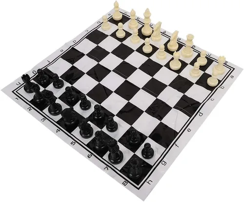Vista 2 de Fydun Juego de tablero medieval blanco y negro internacional de plástico portátil