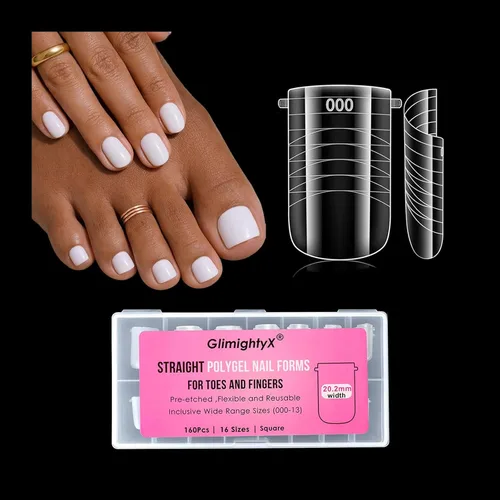 Vista 8 de Formas de uñas de poligel plano natural con curva natural, almendra, 120 unidades, 12 tamaños