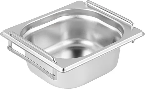 Vista 2 de Restaurantware Met Lux - Bandeja de mesa de vapor de 7 x 6.4 x 2.5 pulgadas, 1 sexto sartén de hotel, bandeja de acero inoxidable plateado profundo