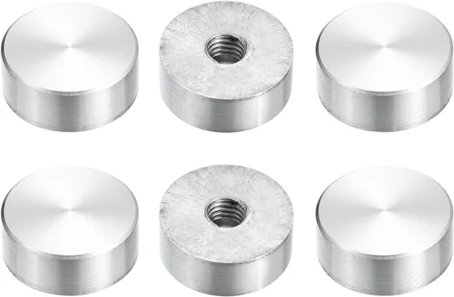 Vista 45 de uxcell M6 Rosca 0.787 in de diámetro de forma redonda de aluminio disco hardware 1pcs, aluminio círculo disco vidrio adaptador superior para mesa