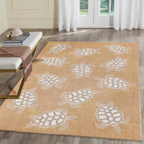 Vista 91 de Liora Manne Marina - Alfombra de área duradera de mezcla sintética tejida a máquina para interiores/exteriores - Gráfico contemporáneo océano global