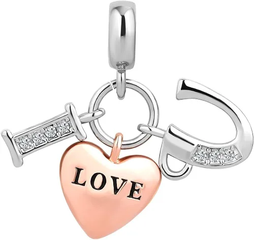 Vista 2 de CharmSStory Colgante con dije de corazón chapado en oro rosa para pulseras y collares, Oro rosa