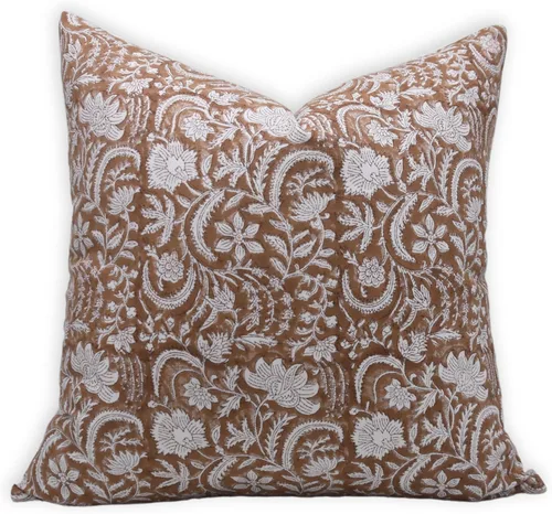 Vista 14 de Funda de cojín hecha a mano con estampado de bloques de 14 x 14 pulgadas, de lino puro, para otoño, verano, decoración de primavera para sofá, cama