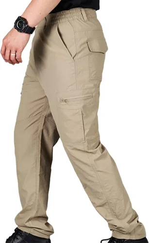 Vista 4 de SAMACHICA Pantalones tipo cargo casuales para hombre, para senderismo, trabajo, ligeros, tácticos, con múltiples bolsillos