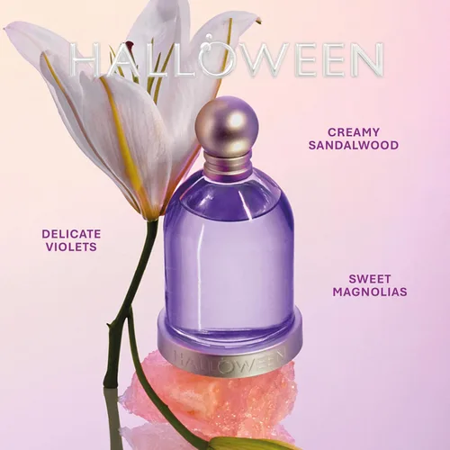 Vista 4 de Halloween Eau De Toilette para mujer. Fragancia floral marina de larga duración con notas de violeta, magnolia y pimienta