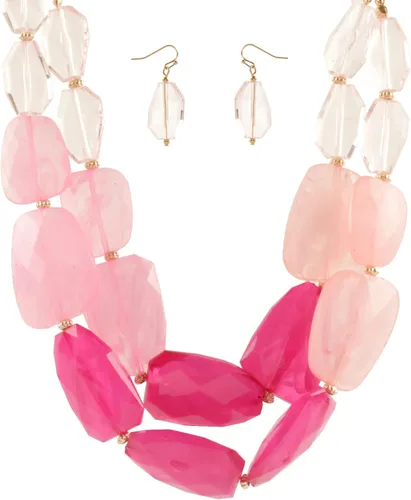 Vista 7 de Rosemarie Collections Conjunto de collar y pendientes elegantes con resina pulida ombre para mujer, 40,6 cm + 7,6 cm de extensor