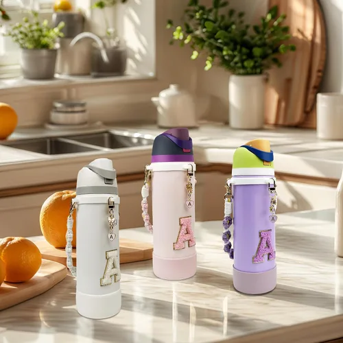 Vista 6 de SITKOL Juego de Monogramas Bonitos de Silicona Compatible con Botella de Agua Owala 24 oz, 32 oz, 40 oz - Accesorios Perfectos con la Letra Owala