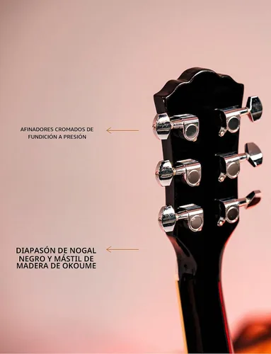 Vista 6 de Washburn Vintage Series - Guitarra acústica-eléctrica de 6 cuerdas, derecha Resplandor solar del tabaco