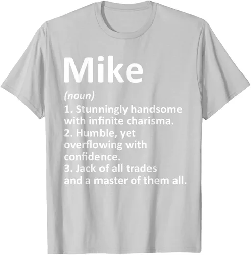 Vista 65 de MIKE Definition - Camiseta divertida para regalo de cumpleaños con nombre personalizado, Negro, S