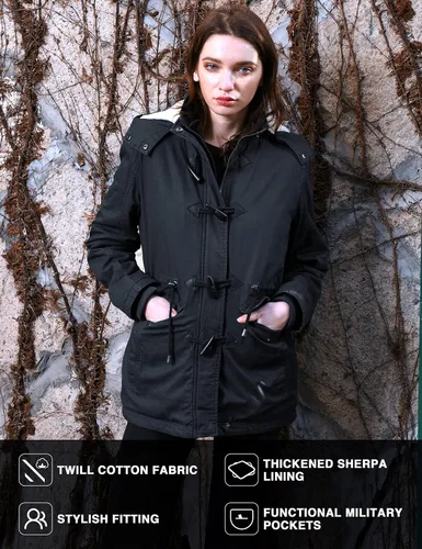 Vista 5 de Wantdo - Chaqueta de invierno gruesa con capucha extraíble para mujer