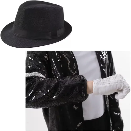 Vista 4 de guangmu Disfraz de Halloween, disfraz de cosplay, juego de rol, disfraz de baile, lentejuelas, 4 piezas, incluye chaqueta, guante, pantalones