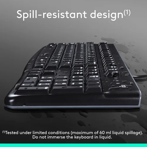 Vista 5 de K120 teclado ergonómico de escritorio con cable USB negro, Negro