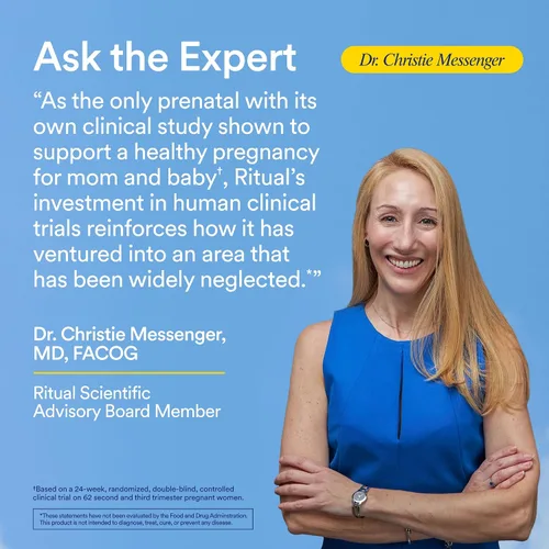Vista 5 de Ritual Multivitamínico Prenatal Esencial para Mujeres: Folato y Colina para Soporte del Tubo Neural, Omega-3 DHA para el Desarrollo del Cerebro