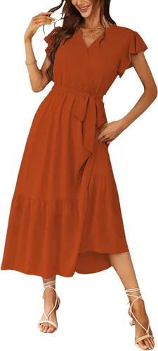Vista 18 de PRETTYGARDEN Vestido largo bohemio floral de verano para mujer Melocotón Floral