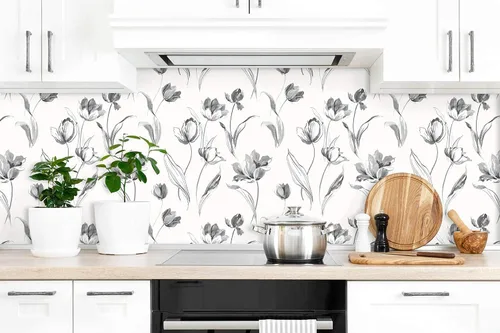 Vista 7 de NextWall Tulip Toss - Papel tapiz floral para despegar y pegar