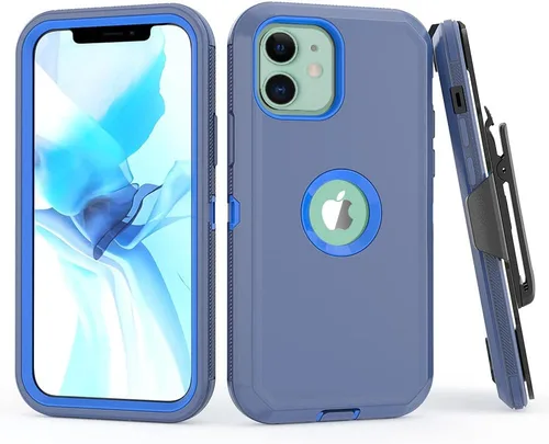 Vista 10 de Protector de armadura resistente a prueba de golpes para iPhone 12 y 12 Pro - Funda con clip para cinturón (negro)