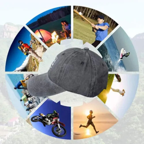 Vista 4 de TRIOEPU Jeffersonian Badge Unisex Camping Vintage Jeans Gorra de béisbol clásica de algodón para papá sombrero ajustable Plain Cap