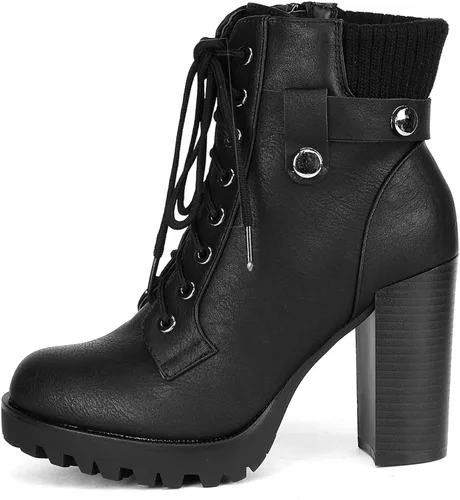Vista 4 de DREAM PAIRS - Botines de tacón alto grueso para mujer