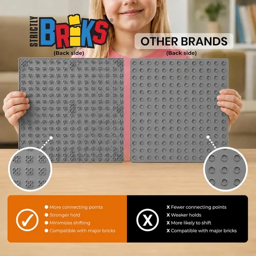 Vista 6 de Strictly Briks Placas base apilables – Paquete de 12 pernos de 10 x 10 pulgadas, 32 x 32 pulgadas, compatibles con Lego para construir escenas