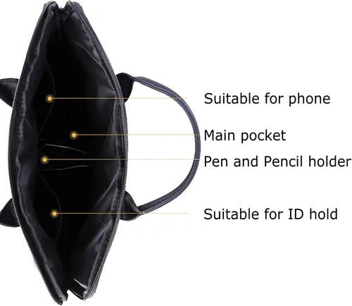 Vista 10 de Bolsa de documentos con asa Oxford impermeable para hombre, bolsa de mano para llevar archivos de papel, color negro