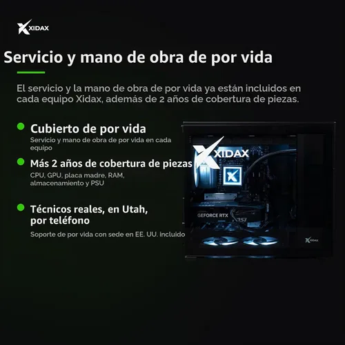 Vista 6 de XIDAX PC para juegos preconstruida, Ryzen 7 7800X3D, RTX 5070, 32 GB DDR5