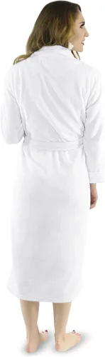Vista 2 de NY Threads - Bata de baño de vellón para mujer con cuello tipo chal, bata larga y suave