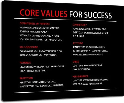 Vista 61 de Arte Motivacional para Pared Core Values Póster Inspiracional Impresiones Inspiradoras en Lienzo Obras de Arte para Oficina Sala de Estar Decoración