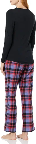 Vista 2 de Tienda Essentials Women's Lightweight Flannel Pant and Long-Sleeve T-Shirt Sleep Set