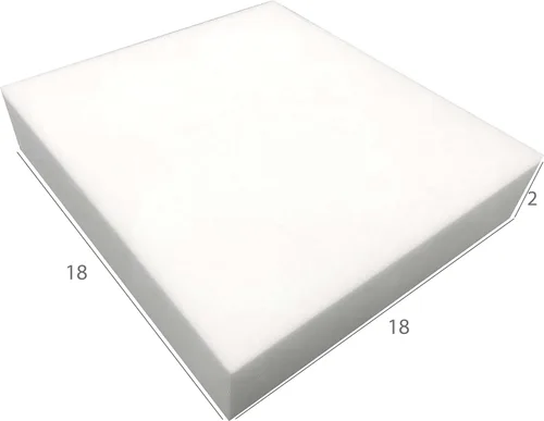 Vista 2 de FoamTouch Cojín de espuma para tapicería de alta densidad, 2 pulgadas de alto x 18 pulgadas de ancho x 18 pulgadas de largo, fabricado en Estados