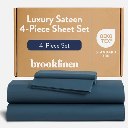 Vista 9 de Brooklinen Funda de edredón de satén de lujo de calidad hotelera, tamaño Abismo