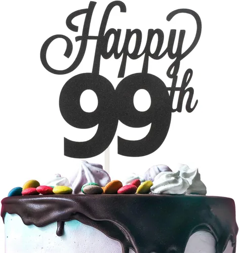 Vista 73 de LINGTEER - Decoración para pastel con texto "Happy Birthday 100", color negro