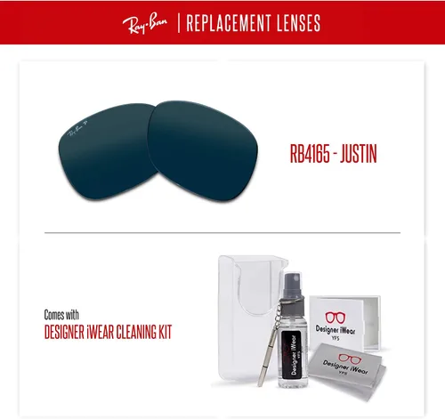 Vista 3 de Ray-Ban Original JUSTIN RB4165 Polarized Replacement Lenses + BUNDLE with Eyewear Care Kit COMPATIBLE with 50/51 MM FRAME