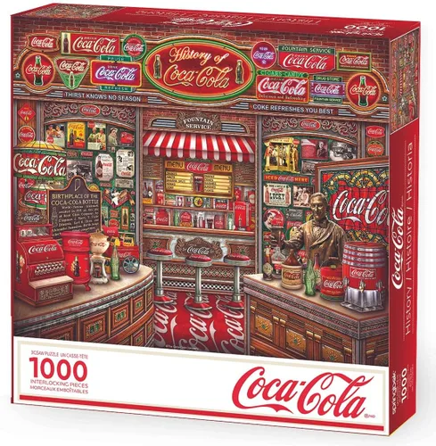 Vista 2 de Springbok Rompecabezas de 1000 piezas Historia de la Coca-Cola, fabricado en Estados Unidos