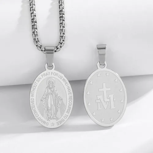 Vista 3 de Collar de San Miguel, San MiguelVirgen MaríaRafaelJudeCristóbalBenedictoJoséPatrickFranciscoFlorianThomasAnthony, acero inoxidable, 24