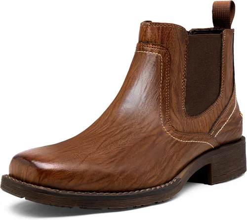 Vista 9 de Jousen Chelsea - Botas de vestir para hombre, con punta cuadrada, estilo casual, sin cordones