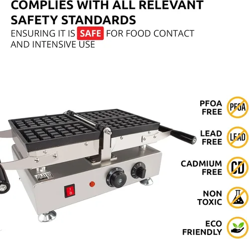 Vista 5 de ALDKitchen Gofrera belga gruesa con platos extraíbles, tipo columpio, 2 gofres de forma cuadrada, 110 V