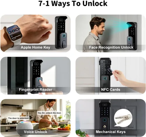 Vista 3 de Cerradura inteligente, compatible con la materia, funciona con Apple Home, Alexa, Google, cerraduras electrónicas para valla al aire libre